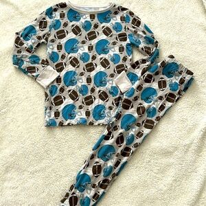 Sweet Bamboo Football Sports Gray Blue Soft Bamboo Pajama Set